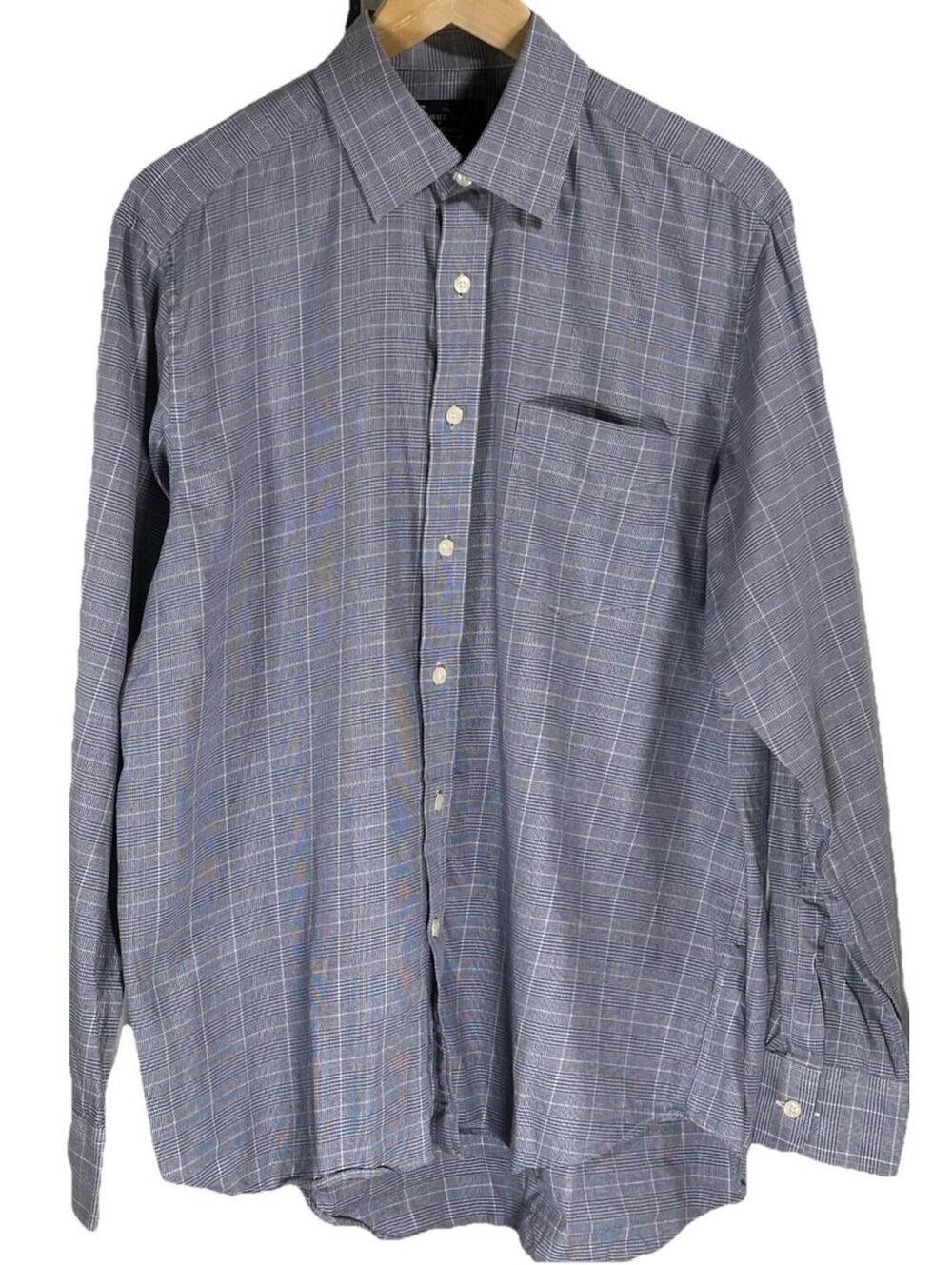 The Savile Row Company Classic Fit Blue Check Men's Dress Shirt 16.5 100% Cotton